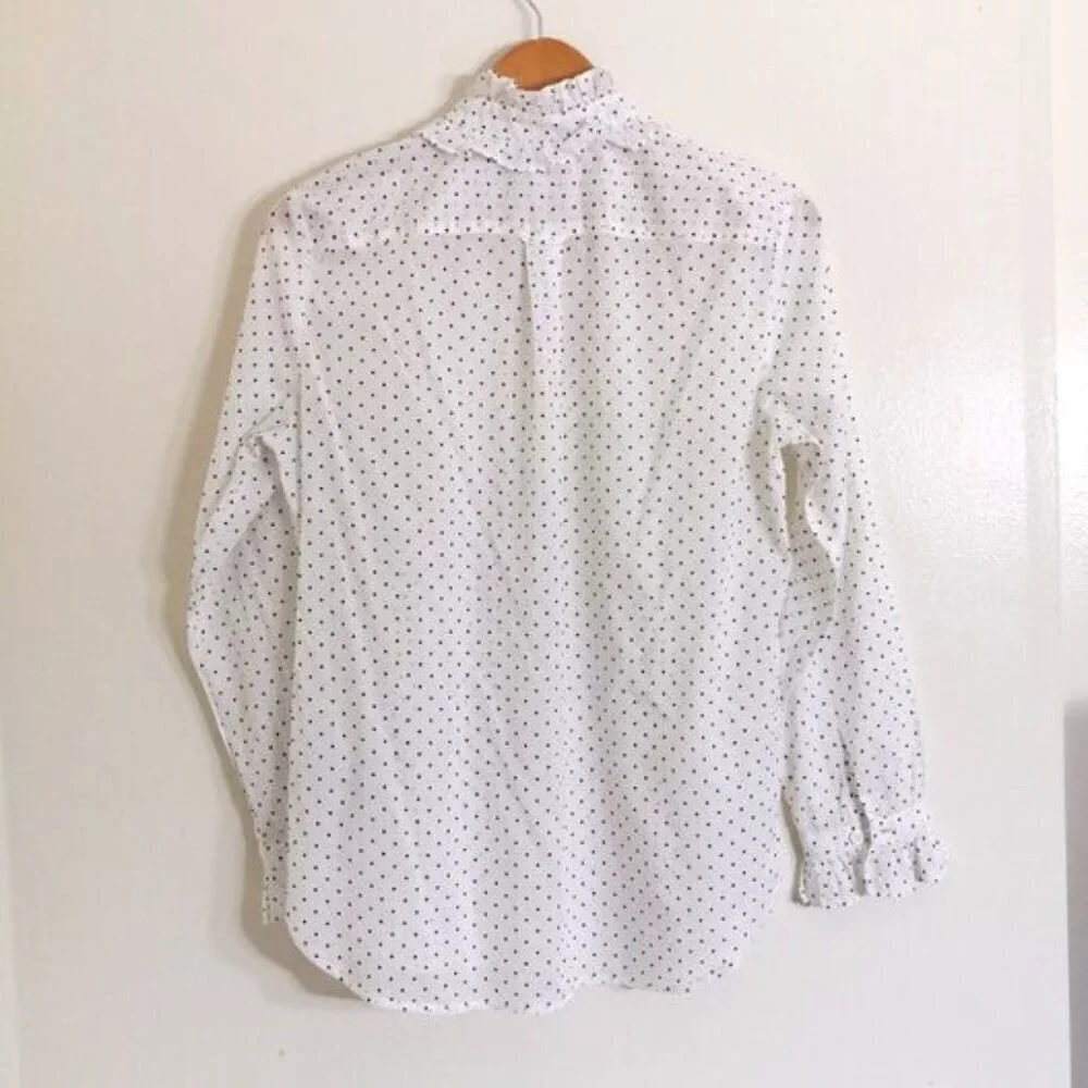 Like‎ New J Crew Classic-fit Ruffle Neck Shirt In Sweet Spots Size 2
